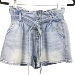 American Eagle Outfitters Mom Short Light Wash Paper Bag Button Fly Shorts 2